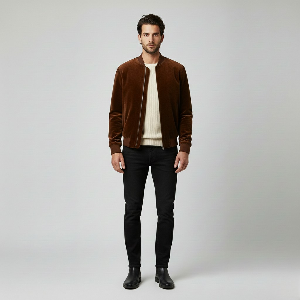 Men's Suede Bomber Jacket