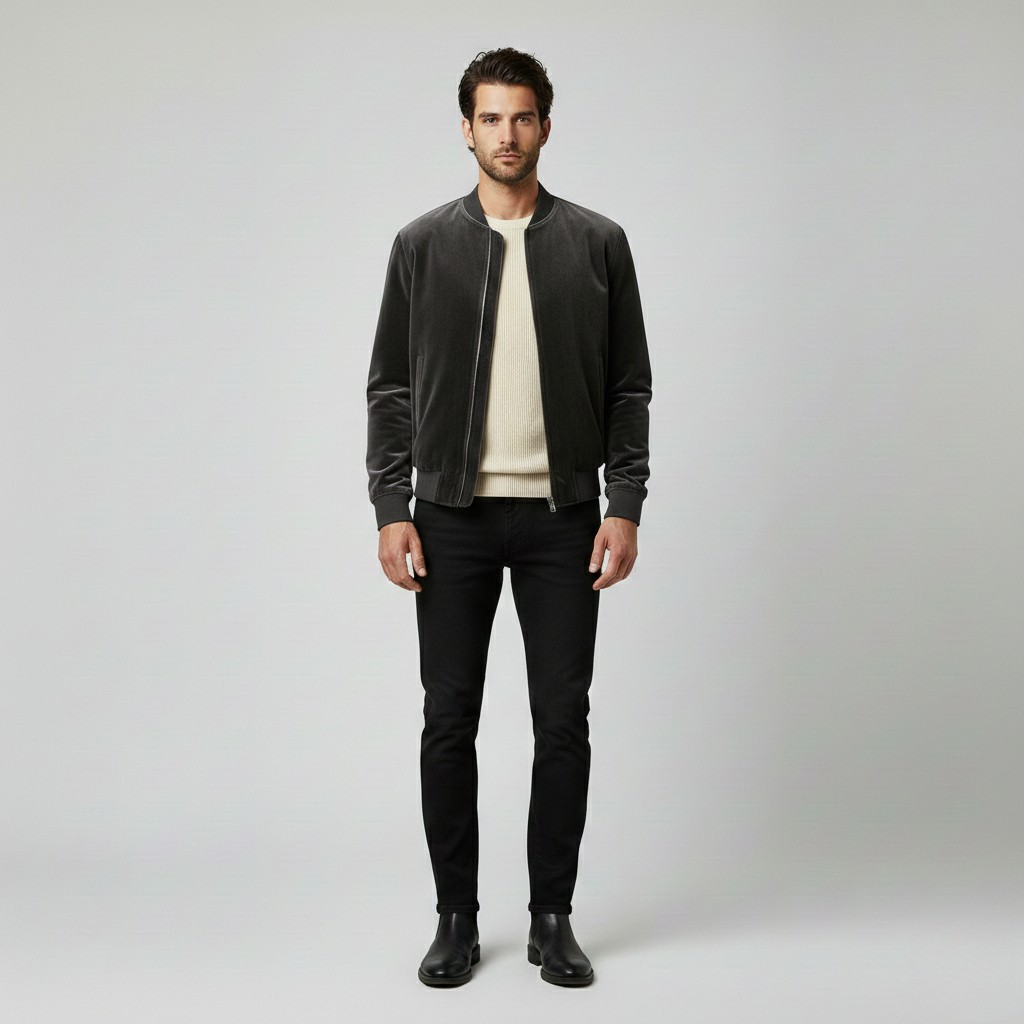 Men's Suede Bomber Jacket