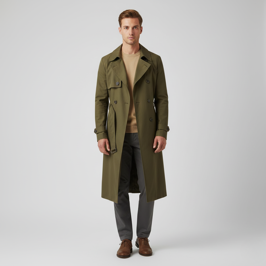 Men's Double-Breasted Trench Coat