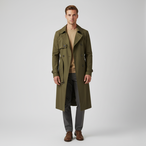 Men's Double-Breasted Trench Coat