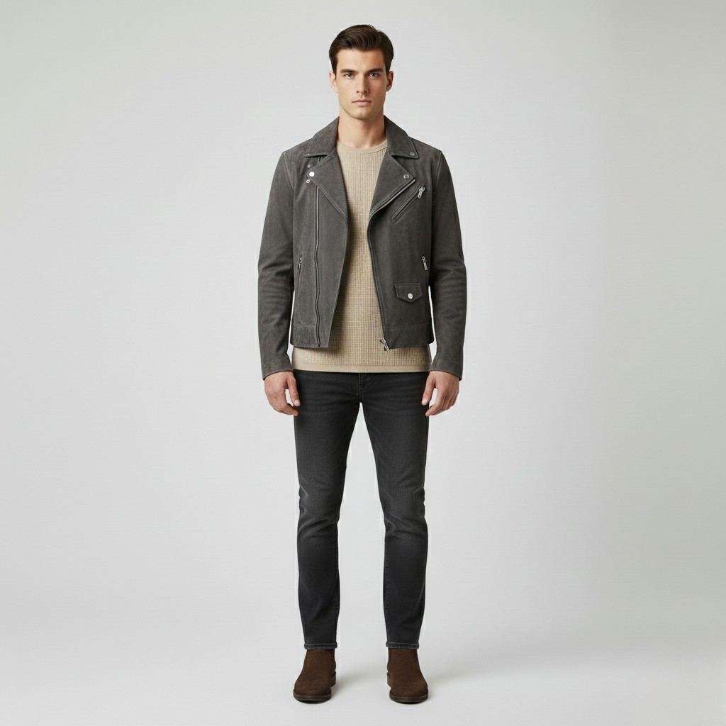 Men's Suede Moto Jacket