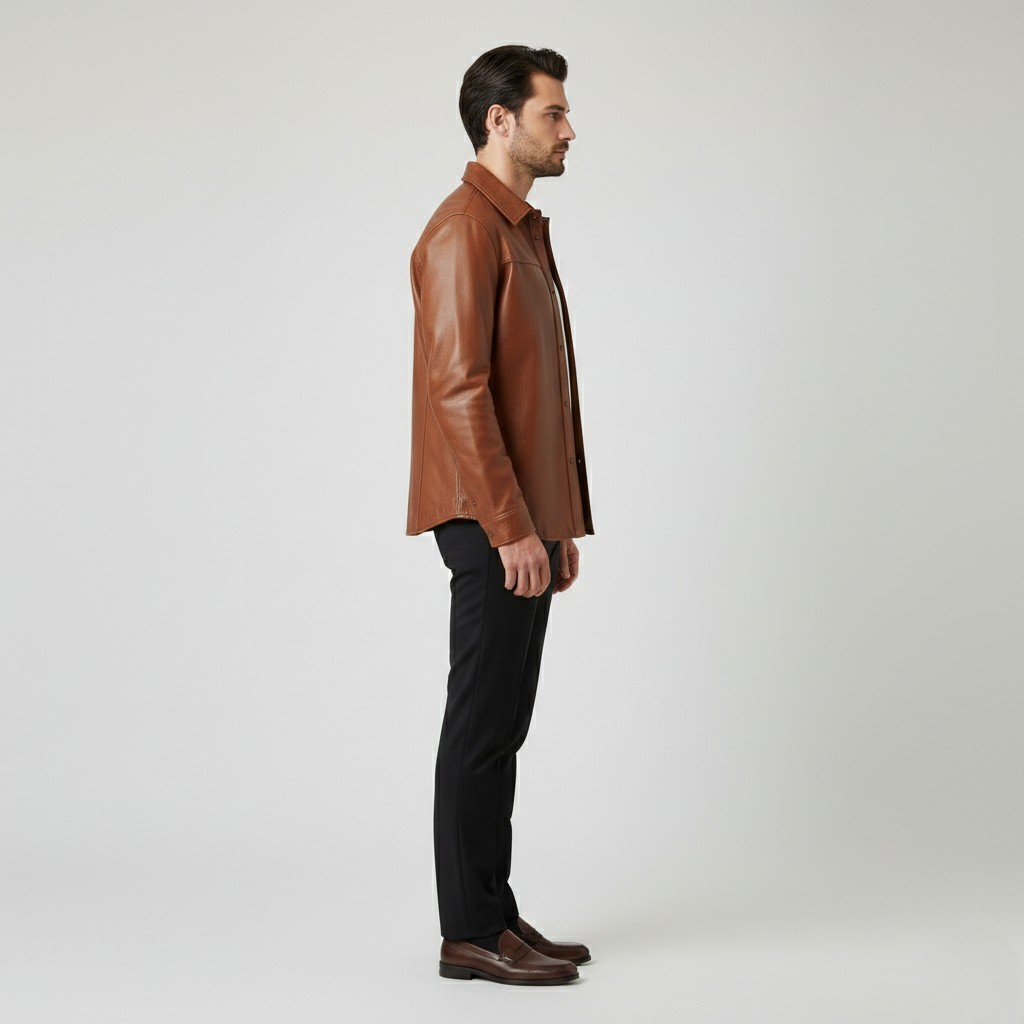 Men's Leather Shirt Jacket