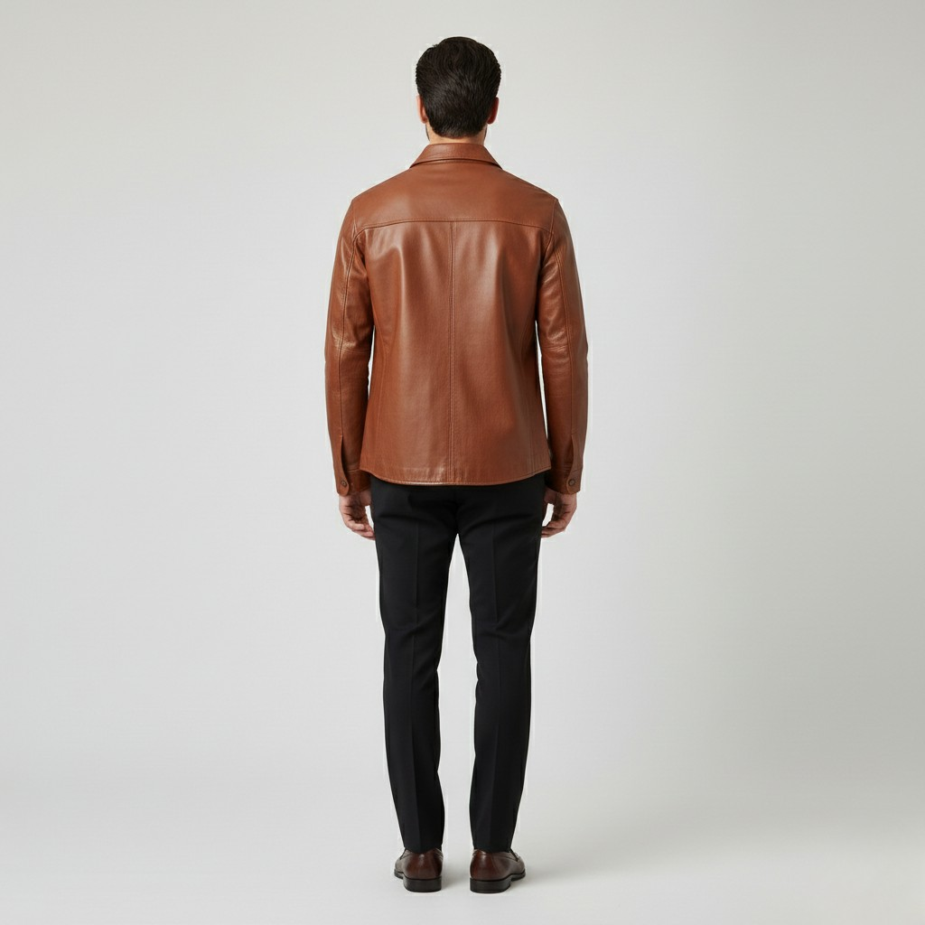 Men's Leather Shirt Jacket